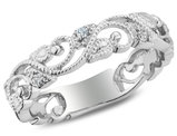 1/10 Carat (ctw I2-I3) Accent Diamond Filigree Ring Band in Sterling Silver
