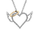 Sterling Silver Angel Heart Pendant Necklace with Chain