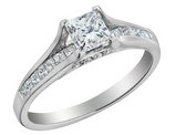 1.00 Carat (ctw H-I, I1-I2) Princess Cut Diamond Engagement Ring in 14K White Gold