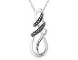 Black Accent Diamond Infinity Drop Pendant Necklace in Sterling Silver with Chain