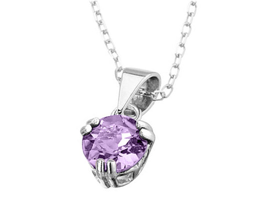 6mm Amethyst Pendant Necklace in Sterling Silver with Chain