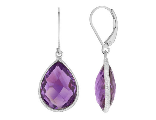 12.0 Carat (ctw) Amethyst Teardrop Earrings in Sterling Silver