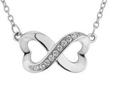Infinite Love Double Heart Created Synthetic White Topaz Pendant Necklace in Sterling Silver
