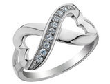 Infinite Love Double Heart Created White Topaz Ring in Sterling Silver
