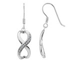 Sterling Silver Infinite Love Double Heart Created White Topaz Earrings