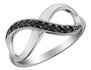 Black Diamond Accented Infinity Ring in Sterling Silver