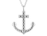 Anchor Pendant Necklace with Diamond Accent in Sterling Silver with Chain
