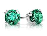 1.50 Carat (ctw) Created Emerald Stud Earrings in Sterling Silver