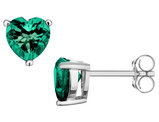 4/5 Carats (ctw) Lab-Created Emerald Heart Earrings in Sterling Silver