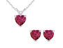 Created Ruby Heart Set in Sterling Silver