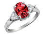 Ruby and White Topaz Ring in Sterling Silver