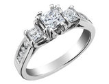 1.50 Carat (ctw G-H) 14K White Gold Princess Cut Three Stone Diamond Engagement Ring