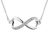 Infinite Love Double Heart Diamond Pendant Necklace 1/10 Carat (ctw) in 10K White Gold