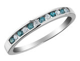 White and Enhanced Blue Diamond Ring 1/4 Carat (ctw) in 10K White Gold
