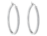 Synthetic Crystal In and Out Hoop Earrings 6/10 Carat (ctw) in Sterling Silver