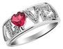 Created Ruby Love Ring with Diamonds 