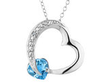 1.00 Carat (ctw) Blue Topaz Heart Pendant Necklace in Sterling Silver with Chain
