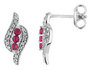 Created Ruby Earrings with White Sapphire 1/3 Carat (ctw) in Sterling Silver