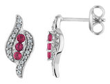 1/3 Carat (ctw) Lab-Created Ruby Earrings with White Sapphire in Sterling Silver