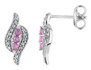 Created Pink Sapphire Earrings with White Sapphire 1/3 Carat (ctw) in Sterling Silver