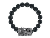 David Sigal Men's 12mm Matte Black Onyx Cobra Bracelet