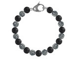 David Sigal Men's 10mm Matte Black Onyx Dragon Bracelet with Synthetic Black Crystals