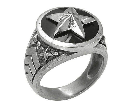 Men's Military Ring with Black Enamel in Stainless Steel