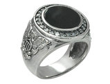 Men's Bald Eagle Ring with Black Enamel in Stainless Steel