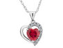 Lab-Created Ruby Heart Pendant Necklace with Created White Sapphire 1.90 Carat (ctw) in Sterling Silver with Chain