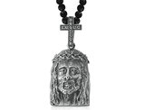 David Sigal Black Onyx Jesus Necklace Pendant in Stainless Steel