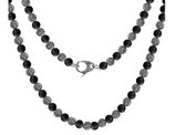 David Sigal Matte Black Onyx and Crystal Necklace In Stainless Steel