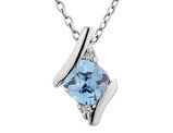 Lab-Created Blue Topaz Pendant Necklace 2/5 Carat (ctw) in Sterling Silver with Chain