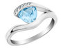 Blue Topaz Ring 3/4 Carat (ctw) with Diamonds in Sterling Silver