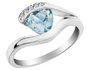 Aquamarine Ring 1/2 Carat (ctw) with Diamonds in Sterling Silver