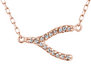 White Topaz Wishbone Pendant Necklace in Sterling Silver with Rose Gold Plating with Chain