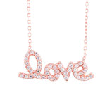 Synthetic Crystal Love Pendant Necklace in Sterling Silver with Rose Gold Plating