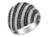 1.50 Carat (ctw) White & Black Diamond Ring in Sterling Silver