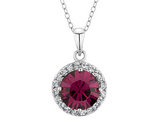 Purple Synthentic Crystal Pendant Necklace in Sterling Silver with Chain