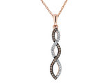 White and Champagne Diamond Infinity Pendant Necklace 1/6 Carat (ctw) in 10K Rose Gold with Chain