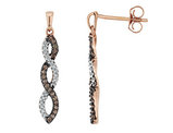 White and Champagne Diamond Infinity Earrings 1/4 Carat (ctw) in 10K Rose Gold