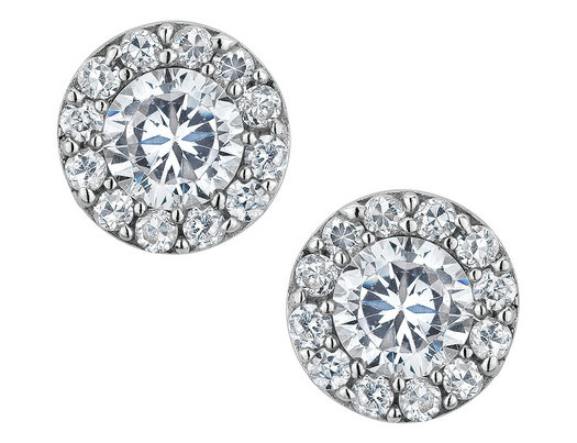 Crystal Stud Earrings 1.24 Carat (ctw) in Sterling Silver
