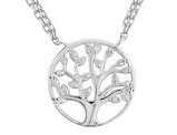 Synthetic White Topaz 'Tree of Life Pendant' Pendant Necklace 1/5 Carat (ctw) in Sterling Silver