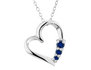 Created Sapphire Heart Pendant in Sterling Silver with Chain