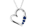 Sterling Silver Lab-Created Sapphire Heart Pendant Necklace with Chain