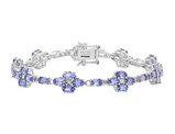 8.00 Carat (ctw) Tanzanite Flower Bracelet in Sterling Silver