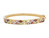 Amethyst, Garnet, Citrine and Peridot Bangle with Diamonds in Sterling Silver with 18K Yellow Gold Plating
