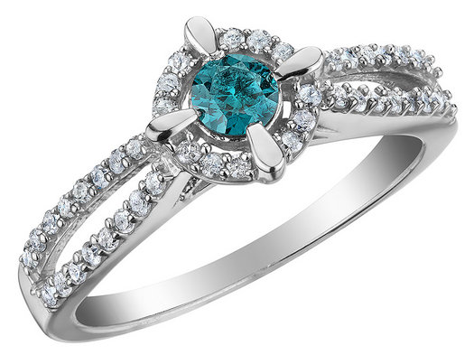 1/2 Carat (ctw) Blue and White Diamond Ring in Sterling Silver