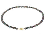 Black Peacock Freshwater Cultured Pearl 18 inch Necklace 6-7mm with 14K Yellow Gold Clasp
