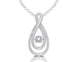 Glittering Stars Dancing Diamond Pendant Necklace in Sterling Silver with chain