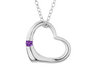 Open Heart Pendant with Amethyst in Sterling Silver 